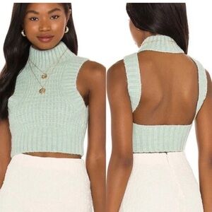 New FOR LOVE & LEMONS Dominique Crop Tank Sweater
in Green Size Large
